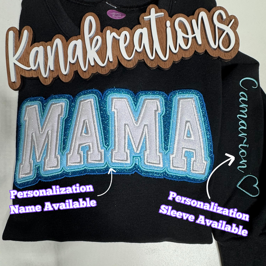 Blue Triple Stacked - Embroidered Sweatshirt